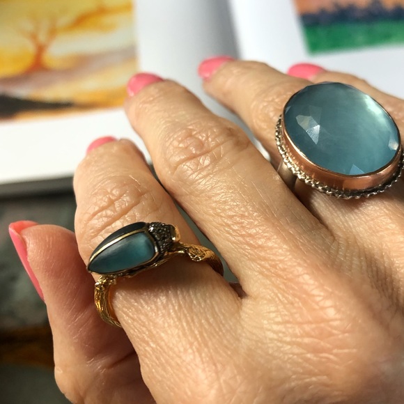 ❌SOLD❌Bibi Van Der Velden Topaz and diamond scarab ring 18 K - Picture 2 of 3